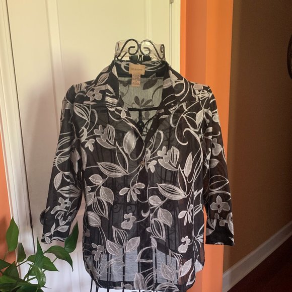 Choices Sheer Floral Blouse - Picture 1 of 5
